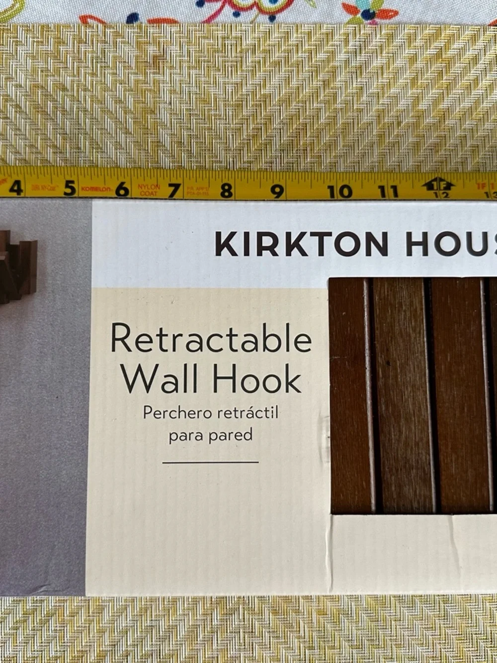 KIRKTOWN Brown Retractable Wall Hook Rack - 5-Hook Space-Saving Organizer